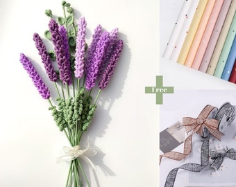 Handmade Crochet Lavender Bouquet, Eucalyptus Leaf, Forever Flowers