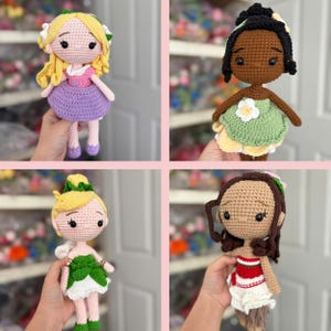 Bambola principessa all'uncinetto, bambola principessa, regalo di Natale per bambola all'uncinetto, regalo principessa per bambine, bambola fatta a mano, bambola Biancaneve, bambola Moana immagine 3
