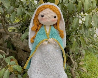 Crochet doll Virgin Mary, amigurumi mother of god, holy Mary doll, amigurumi our lady of grace, Christian doll, christmas gift