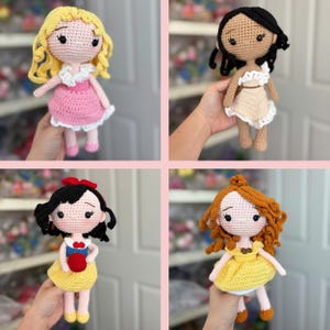 Bambola principessa all'uncinetto, bambola principessa, regalo di Natale per bambola all'uncinetto, regalo principessa per bambine, bambola fatta a mano, bambola Biancaneve, bambola Moana immagine 6