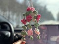 Crochet hanging plant for car, crochet flower, crochet pothos, car mirror hanging accessories, crochet monstera plant, crochet plan for mom
