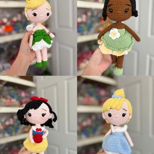 Bambola principessa all'uncinetto, bambola principessa, regalo di Natale per bambola all'uncinetto, regalo principessa per bambine, bambola fatta a mano, bambola Biancaneve, bambola Moana immagine 2