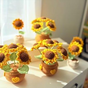 Crochet sunflower pot, Mothers day gift, Gift for mom, graduation gift, gift for her, teacher appreciation gift, artificial flower pot