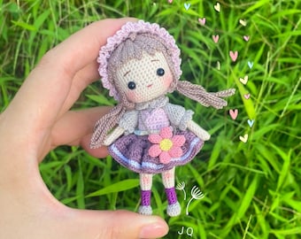 4" October cute handmade doll, mini crochet doll, miniature art, crochet doll, unique Christmas doll gift, pocket crochet doll