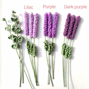 Crochet lavender for home decoration, crochet eucalyptus leaf, handmade flower, birthday gift for mom, mom gifts, crochet bouquet