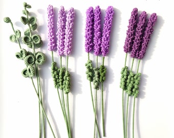 Crochet Lavender Stems, Eucalyptus Leaf, Forever Flowers