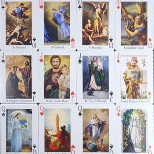 Catholic Saint playing Cards with 52 unique card faces, Catholic poker cards,  Catholic Christmas gift idea, Catholic Icon art gift