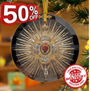 Catholic Christmas Ornament: Eucharistic Adoration, Sacred Heart of Jesus, Holiday gift, Religious ornament, Meaningful Christmas gift