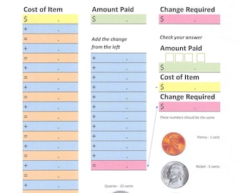 Making and Counting Change Math Worksheet, Counting Up