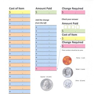 Making and Counting Change Math Worksheet, Counting Up