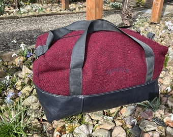 Weekender Reisetasche Harris Tweed Leder Nachhaltig Vintage