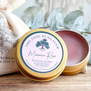 Moroccan Rose Lip Balm | 1.5oz Balm | Lip Care | Clean Beauty | Chapstick | Compact 2.0oz Gold Tin | Vegan Product | Sustainable Beauty