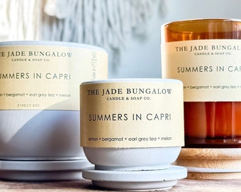 Summers in Capri Soy Wax Candle | Lemon Bergamot Scent