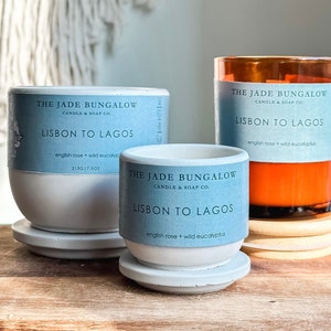 Lisbon to Lagos Soy Wax Candle|3oz, 6oz, 7.5oz Jar |Gift for Her| Rose Candle |Get Well Gift| Home Decor | Ceramic Vessel| Travel Candles