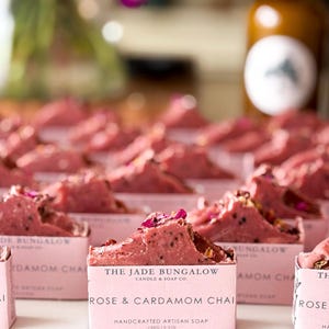 Rose & Cardamom Chai Artisan Soap | 3.5 oz | Vegan Body Soap | Premium Botanical Soap | Travel Soap | Rose Soap | Soap for Her | Bar Soap