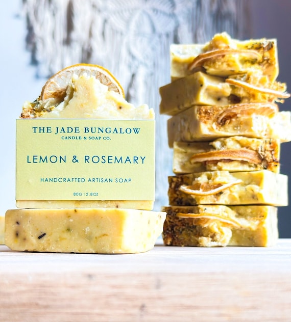 Lemon Rosemary Artisan Soap | Organic Olive Oil, Turmeric