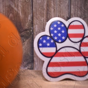 American Flag paw print water-resistant  sticker