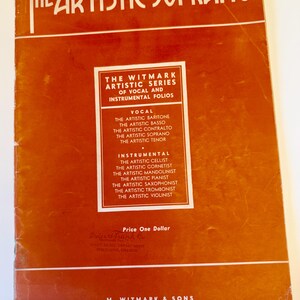 Vintage Witmark Artistic Soprano Songbook 1913 Vocal Music Folio Ballads Arias