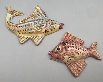 Pair of V. Pinto Vietri Hand Painted Ceramic Fish Wall Decor