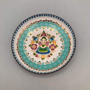 Email Studio Steinbock Austria  Copper Enamel Trinket Dish Turquoise and Green