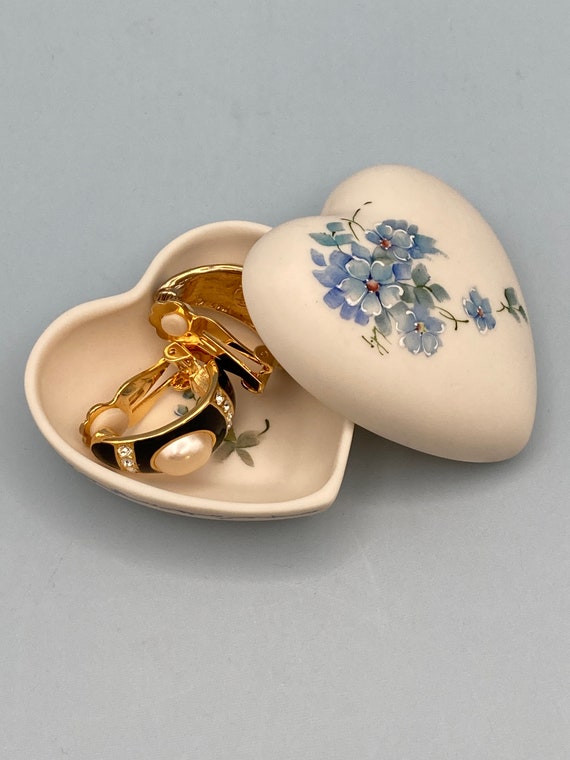 Hand Painted Heart Shape Porcelain Covered Box