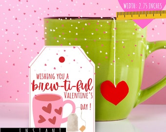 Valentine's Day Gift Tag, Brew-ti-ful Valentines Day, Business Gift Tag