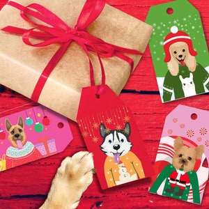 Druckbare Weihnachtsgeschenkanhänger für Hunde, Hundeanhänger für den Urlaub, Doggie Tags, Hundeliebhaber Geschenkanhänger, Hundeliebhaber, Instant Download