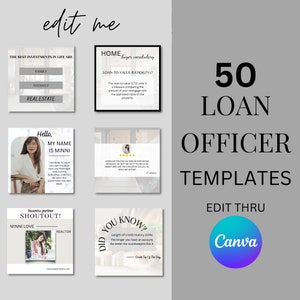 50 Loan Officer social media posts! Loan Officer/ Mortgage Broker Instagram social media marketing post templates!