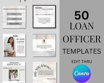 50 Loan Officer social media posts! Loan Officer/ Mortgage Broker Instagram social media marketing post templates!