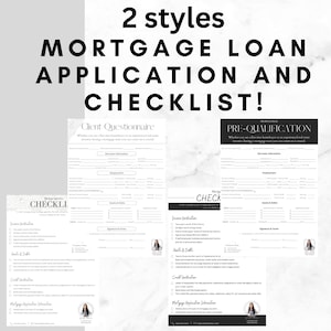 Mortgage Pre-Application & Mortgage Loan Application Checklist | Mortgage Broker,Loan Officer| Document Checklist| 2 Styles| Canva Template