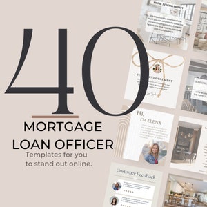 40 Mortgage Loan Officer social media posts! Loan Officer/ Mortgage Instagram social media marketing post templates!