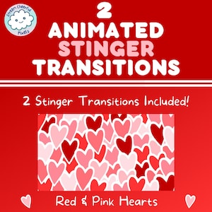 Red & Pink Hearts Stinger Übergänge für Live Stream - Menge 2