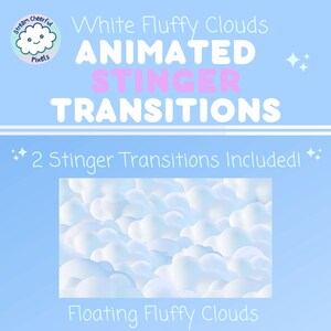 Fluffy White Clouds Stinger Transitions for Live Stream - Qty 2