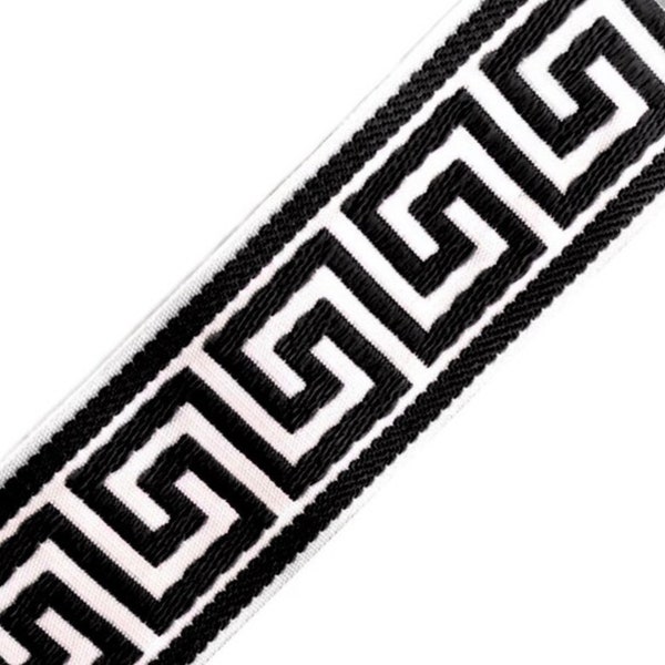 Designer Trim By The Yard Athena Geometric Jacquard 2.15” Drapery Craft Upholstery Pillows Decor LF01-02 black on white