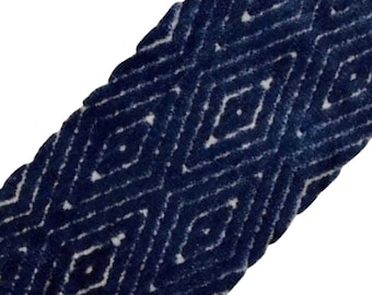 Designer Trim By The Yard diamond  Print cut velvet 4.75" XL solid Navy blue , Drapery, Craft, Upholstery, Pillows, Decor LF11044-4