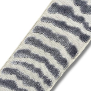 Designer Trim By The Yard Zebra Animal Print Velvet 3.5&quot; light grey silver off white, Drapery, Craft, Upholstery, Pillows, Decor LF1105-5