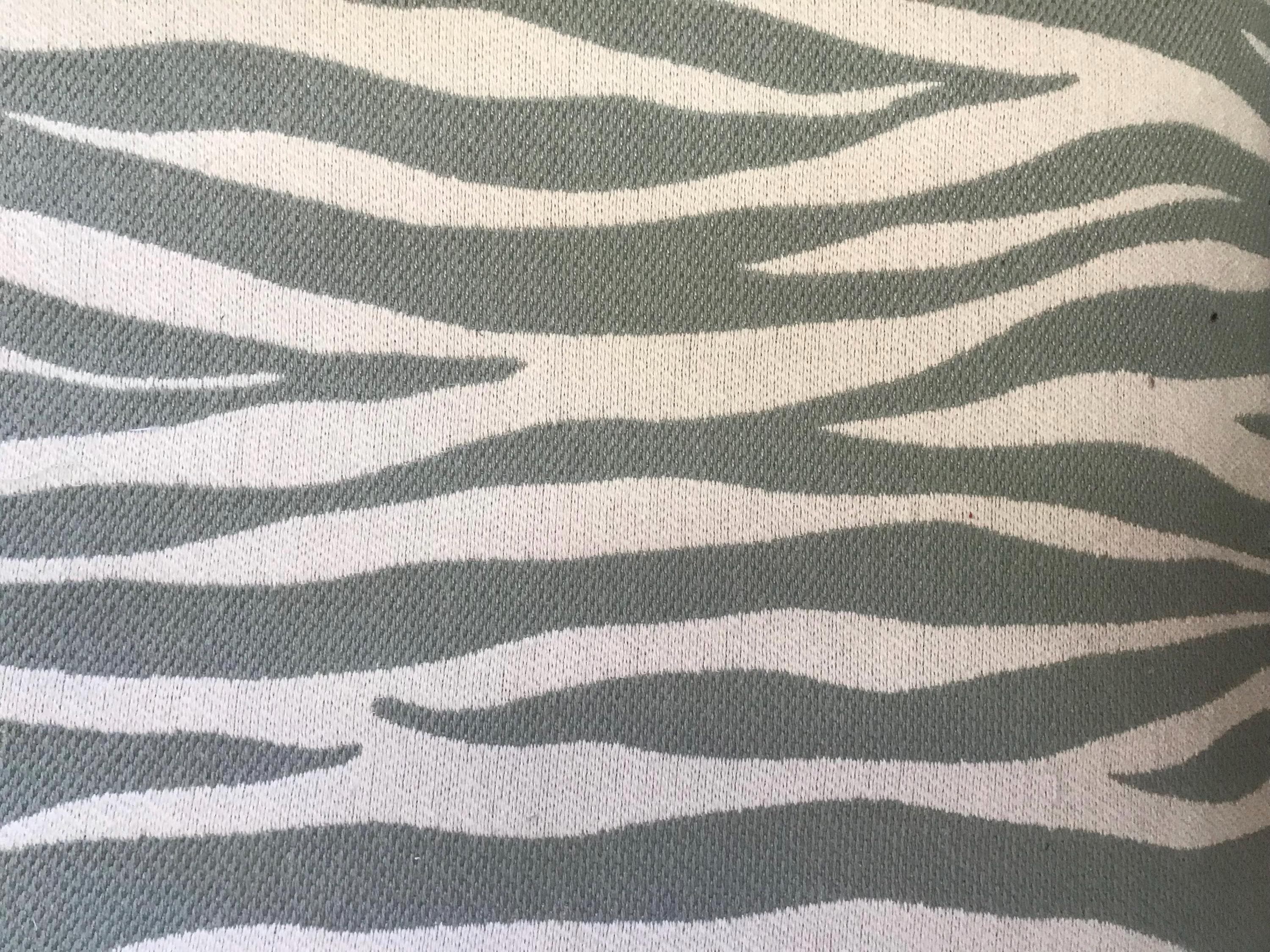 Zebra Jacquard Fabric Yard print Aqua drapery Craft upholstery bedding pillow performance curtain heavy Duty Made in SPAIN high end animal