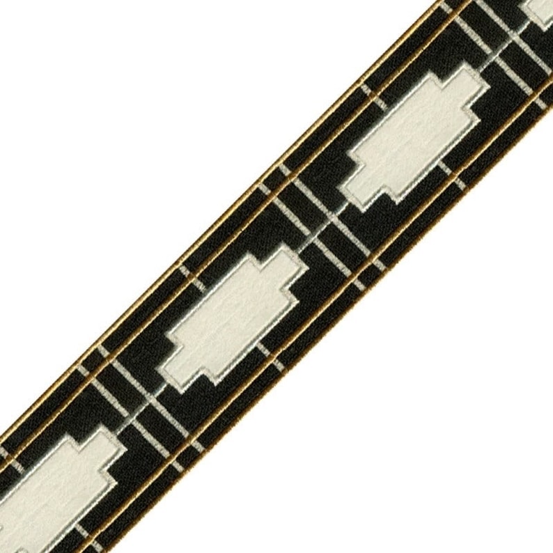 Designer Trim by the Yard Geometric Print Embroidered 2.15 Black