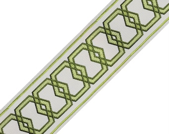 Capri Tape  3.5" - Geometric trim by the yard Apple Green | LF768-6