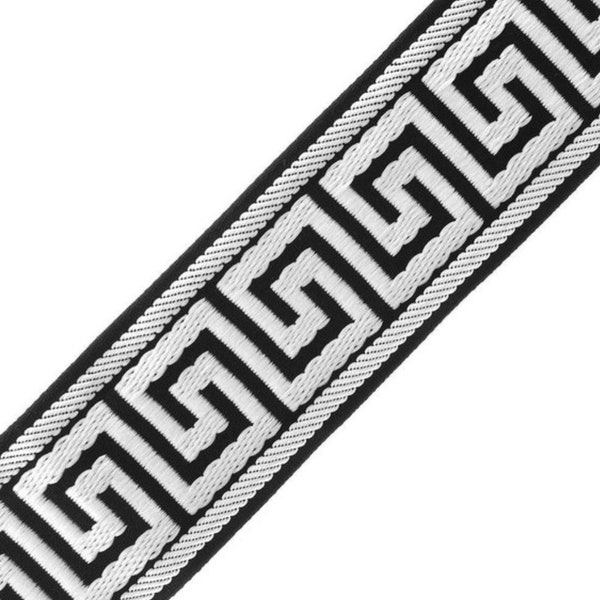 Designer Trim By The Yard Athena Geometric Jacquard 2.15” Drapery Craft Upholstery Pillows Decor LF01-03 White on Black