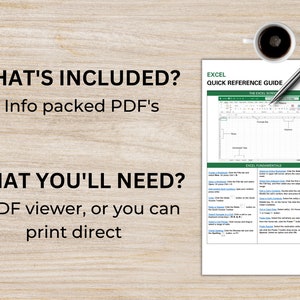 Excel Quick Reference Guide - Etsy