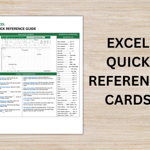 Excel Quick Reference Guide - Etsy