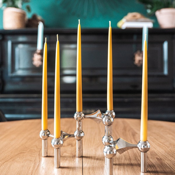 Candles for vintage modular candle holders Nagel, STOFF, and BMF in beeswax