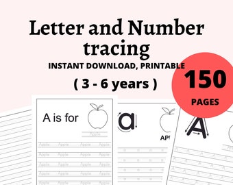 Letter and Number tracing | Preschool Curriculum | 150 Preschool worksheets | Activity Worksheets | 3-6 years