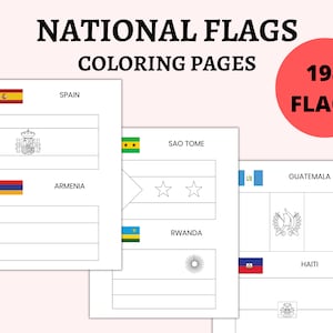 National Flags Educational Printable Pages for Kids Activity Coloring Book with National Flags