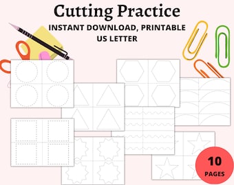 Beginning Scissors Practice, Cutting Practice, Fine Motor Practice, Preschool/PreK & Kindergarten Printable, Montessori