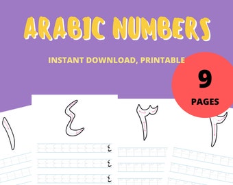 Arabic Numbers, Tracing Number, Tracing Worksheet, Printable, Workbooks for Muslim Kids, Islamic Children worksheets