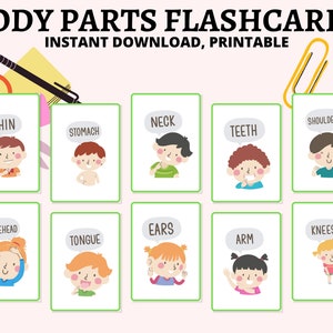 Cartes d'apprentissage Toddler Montessori, Human Anatomy, Montessori flashcards, Pre-School Cards, Educational Printable Cards, Body Cards