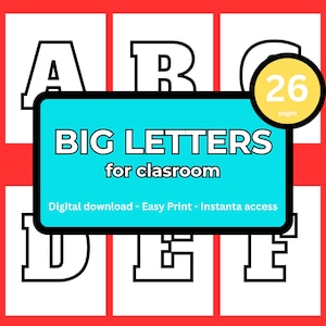 Large Alphabet Letters For Classroom Big Letters Templates Printable Block Letter Of The Week Kindergarten Homeschool Outline Letter 8.5x11