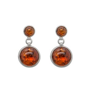 Cognac Baltic Amber Round Dangle Earrings